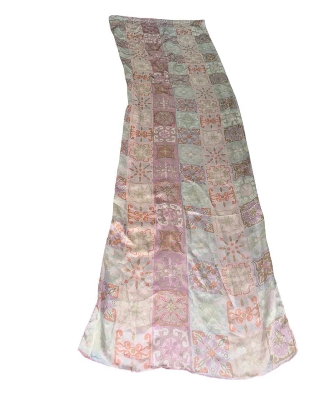 Pastel Pink Purple & Light Blue Patterned Lightweight Women's Silky Scarf Glam